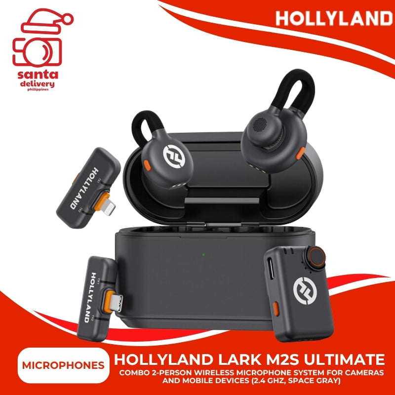 Hollyland LARK M2S Ultimate Combo 2-Person Wireless Microphone System for Cameras and Mobile Devices (2.4 GHz, Space Gray)